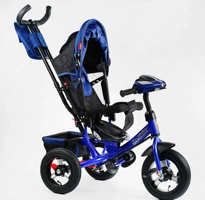 Велосипед трехколесный с родительской ручкой Best Trike 3390/17-063 надувные колеса, фара с UCB, синий