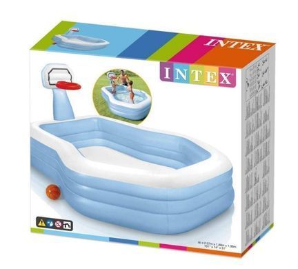 Дитячий надувний басейн Intex з баскетбольним кільцем, 57183, 257*188*130см