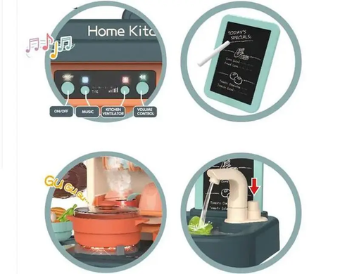 Детская интерактивная игровая кухня Home kitchen 889-183 свет, звук, 43 предмета