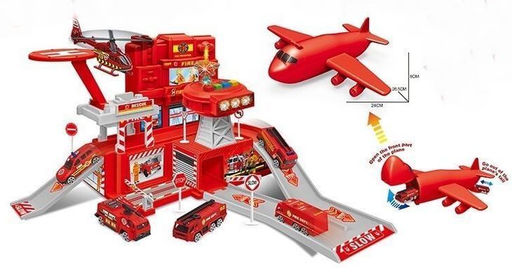 Игровой набор - гараж "Полиция", паркинг с самолетом, лифт, 660-A295