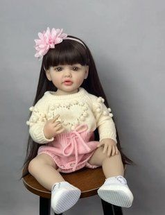 Кукла виниловая 55см, ручная работа, брюнетка, Reborn Baby Doll 17