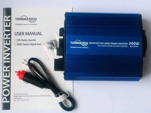 Перетворювач напруги, інвертор 12V-220V-300W TommaTech MS-300W 12B, Пікове навантаження 600Вт