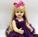 Кукла виниловая 55см, ручная работа, блондинка в фиолетовом платье, Reborn Baby Doll 48