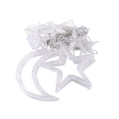 Светодиодная новогодняя гирлянда штора Месяц и звезды, 130 LED, цветная, 2.5 м*1 м, 920581