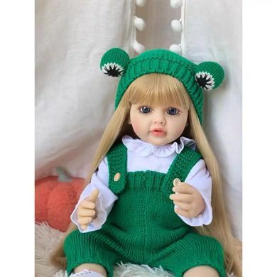 Кукла виниловая 55см, ручная работа, блондинка в зеленом, Reborn Baby Doll 40