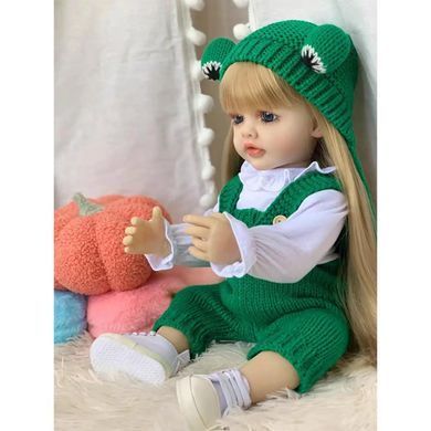 Кукла виниловая 55см, ручная работа, блондинка в зеленом, Reborn Baby Doll 40