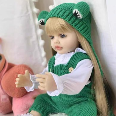 Кукла виниловая 55см, ручная работа, блондинка в зеленом, Reborn Baby Doll 40