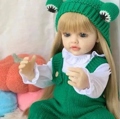 Кукла виниловая 55см, ручная работа, блондинка в зеленом, Reborn Baby Doll 40