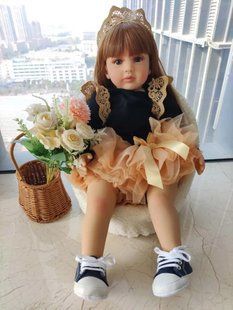 Кукла виниловая 55см, ручная работа, в нарядном платье, Reborn Baby Doll 45