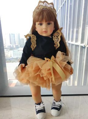 Лялька вінілова 55см, ручна робота, в ошатному платті, Reborn Baby Doll 45