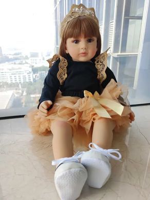 Лялька вінілова 55см, ручна робота, в ошатному платті, Reborn Baby Doll 45