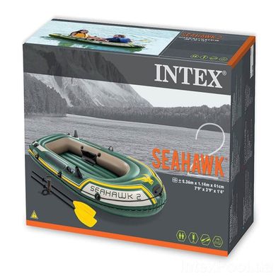 Надувная двухместная лодка Intex "Seahawk 2 SET", 68347, с насосом и вёслами, 236*114*41 см