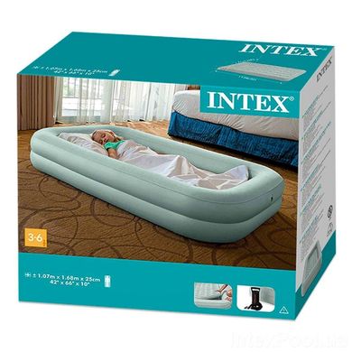 Кровать надувная с бортиками и матрасом, детская, Intex 66810, насос в комплекте, 168*107*25 см