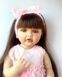 Лялька вінілова 55см, ручна робота, з темним волоссям в рожевому одязі, Reborn Baby Doll 50