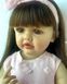 Лялька вінілова 55см, ручна робота, з темним волоссям в рожевому одязі, Reborn Baby Doll 50