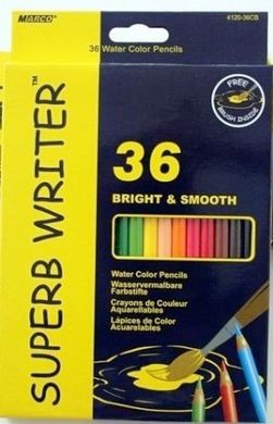 Олівці кольорові 36 кольорів MARCO 4120-36CB Superb Writer Aquarelle, акварельні з пензликом