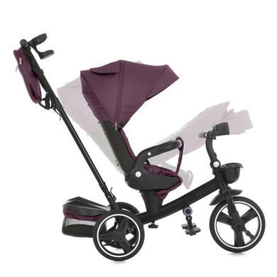 Велосипед трехколесный с родительской ручкой EL CAMINO VECTOR Purple, поворотное сиденье, дождевик, ME 1162-1