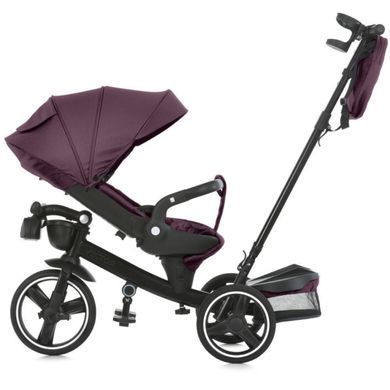 Велосипед трехколесный с родительской ручкой EL CAMINO VECTOR Purple, поворотное сиденье, дождевик, ME 1162-1