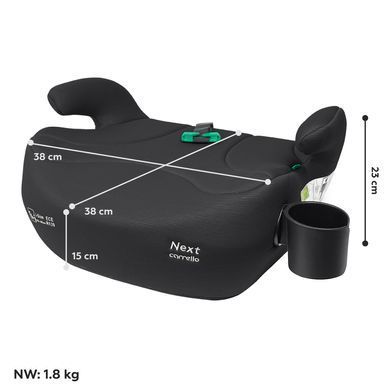 Автокрісло-бустер + направляючий ремінь CARRELLO Next CRL-16011A , Midnight Black, i-Size 125-150см
