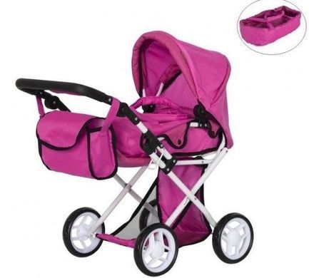 Коляска для ляльок, демісезонна Carrello Unico з сумкою, 9346 HOT PINK
