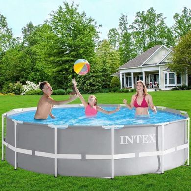 Каркасний круглий басейн Prism Frame Pool, картріджний фільтр-насос 2006 л/год, сходи, 366*99см, 8592л, Intex26716 NP