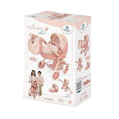 Коляска трансформер 3в1 для кукол DeCuevas Tulipe, с сумкой, 62*41*74 см, 80574