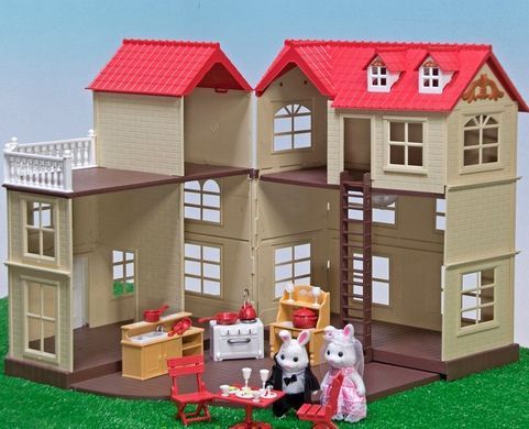 Домик с мебелью HAPPY FAMILY для зверюшек, "Загородный дом", 2 этажа, 65*34*17 см, 012-10