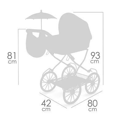 Коляска трансформер 3в1 для кукол DeCuevas Tulipe, с сумкой и зонтиком, 80*42*93 см, 81074