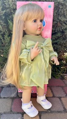 Кукла виниловая 55см, ручная работа, блондинка в платье с бантом, Reborn Baby Doll 89