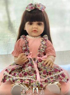 Кукла виниловая 55см, ручная работа, в цветочном сарафане, Reborn Baby Doll 44