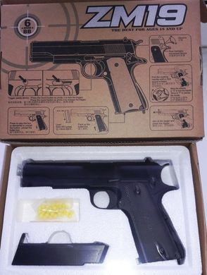 Пистолет игрушечный с пульками «Colt 1911-A1», металл/пластик, 21.6*13.5 см, CYMA ZM19