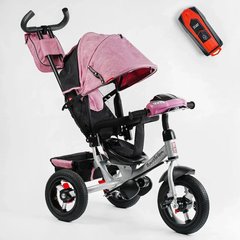 Велосипед триколісний з батьківською ручкою дитячий Best Trike 3390/19-795, надувні колеса, фара UCB, рожевий