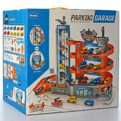 Игровой набор "Гараж-парковка", трек, 4 этажа, лифт, 6 машинок E7003