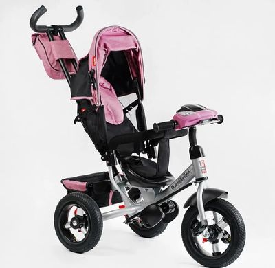 Велосипед трехколесный с родительской ручкой детский Best Trike 3390/19-795 надувные колеса, фара UCB, розовый