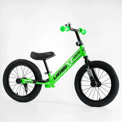 Велобег беговел детский "CORSO LAMBO", надувные колёса 14 дюймов, зелёный, для мальчика, L-0517