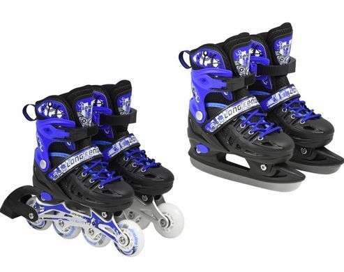 Ролики дитячі розсувні та ковзани 2в1, із захистом та шоломом, розмір 31-34, Maraton Ice S blue