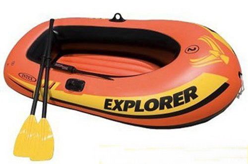 Надувная 1,5 местная лодка Intex "Explorer 200", 58331, весла + насос, 186х94х41см, до 95кг