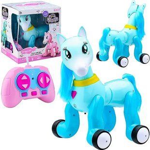 Интерактивный Пони на радиоуправлении, USB, сенсор, звук, свет, 1031 blue