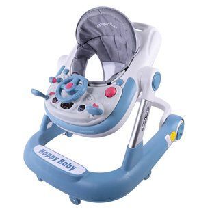 Дитячі музичні ходунки з кермом на ігровій панелі, Baby Walker BW109 blue