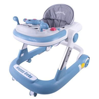 Детские музыкальные ходунки с рулем на игровой панели, Baby Walker BW109 blue