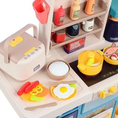 Дитяча ігрова кухня "Spray Kitchen" велика, звук, вода, світло, пара, 80 предметів, 93см, синя, 889-271