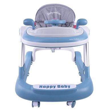 Детские музыкальные ходунки с рулем на игровой панели, Baby Walker BW109 blue
