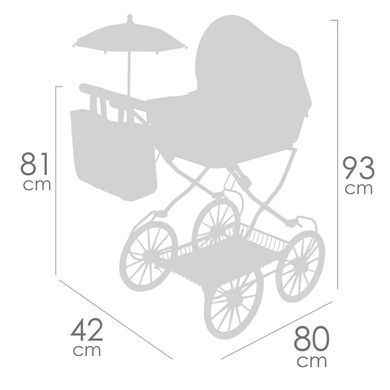 Коляска классическая для кукол DeCuevas Botanic, с сумкой и зонтиком, 81*42*80 см, 81068