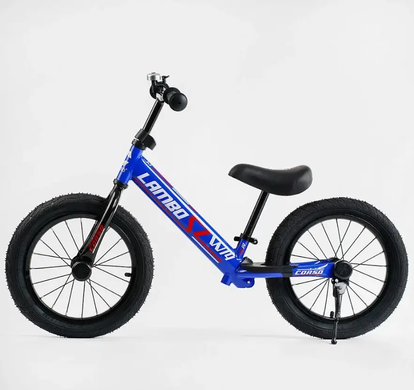 Велобег беговел детский "CORSO LAMBO", надувные колёса 14 дюймов, синий, для мальчика, L-0935