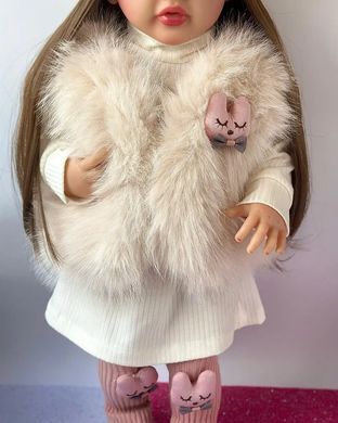 Лялька вінілова 55см, ручна робота, в модній шапочці та шубі, Reborn Baby Doll 77