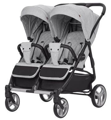 Коляска універсальна 2 в 1 для двійні, CARRELLO Connect CRL-5502/1 Rock Gray, світло-сіра, Карелло Коннект