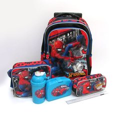 Набор детский чемодан - рюкзак + сумка + пенал + ланчбокс + бутылка, Spider Man Человек Паук 520334