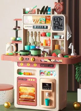 Детская игровая кухня, звук, вода, свет, пар, 87 предметов (посуда, продукты), 2 цвета, 92см, WD-P46-R46