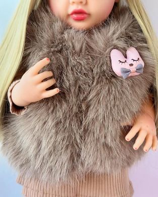 Кукла виниловая 55см, ручная работа, блондинка в шубе, Reborn Baby Doll 78