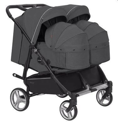 Коляска універсальна 2 в 1 для двійні, CARRELLO Connect CRL-5502/1 Serious Black, чорна, Карелло Коннект